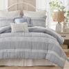 Madison Park 5-Piece Farmhouse Comforter Set with Ruching & Lace Trim, Soft Chambray Bedding, Includes Comforter and 2 Decorative Pillows, Queen, Charmbray | Lightweight(Charmbray)
