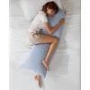 Madison Park Full Body Pillow, Large Pillow with Shredded Memory Foam, Cooling Pillow for Adults with Removable Nylon Spandex Cover, Long Body Pillow for Side Sleepers, 20″ x 54″, Lumi Blue(Blue)