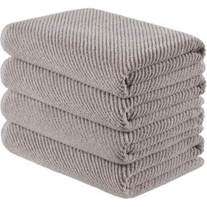 Madison Park Bathroom Towel Set of 6 Diagonal Ribbed, Turquoise 100% Cotton Quick Dry & Absorbent| 2 Bath 30″ x 56″| 2 Hand 18″ x 28″| 2 Washcloths 13″ x 13″| Zero Twist, 500 GSM, Oeko-TEX(Grey)
