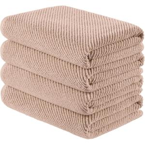 Madison Park Bathroom Towel Set of 6 Diagonal Ribbed, Turquoise 100% Cotton Quick Dry & Absorbent| 2 Bath 30″ x 56″| 2 Hand 18″ x 28″| 2 Washcloths 13″ x 13″| Zero Twist, 500 GSM, Oeko-TEX(Beige)