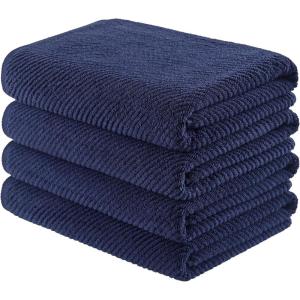 Madison Park Bathroom Towel Set of 6 Diagonal Ribbed, Turquoise 100% Cotton Quick Dry & Absorbent| 2 Bath 30″ x 56″| 2 Hand 18″ x 28″| 2 Washcloths 13″ x 13″| Zero Twist, 500 GSM, Oeko-TEX(Navy)