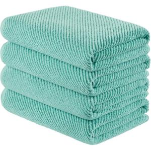 Madison Park Bathroom Towel Set of 6 Diagonal Ribbed, Turquoise 100% Cotton Quick Dry & Absorbent| 2 Bath 30″ x 56″| 2 Hand 18″ x 28″| 2 Washcloths 13″ x 13″| Zero Twist, 500 GSM, Oeko-TEX(Turquoise)