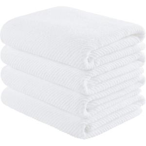 Madison Park Bathroom Towel Set of 6 Diagonal Ribbed, Turquoise 100% Cotton Quick Dry & Absorbent| 2 Bath 30″ x 56″| 2 Hand 18″ x 28″| 2 Washcloths 13″ x 13″| Zero Twist, 500 GSM, Oeko-TEX(White)