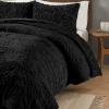 Madison Park Blair Ruched Faux Fur Comforter Set – Luxurious Bed Cover – Modern Down Alternative, All Season Bedding with Matching Shams, King/Cal King Ivory 3 Piece(Black)