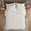 Madison Park Blair Ruched Faux Fur Comforter Set – Luxurious Bed Cover – Modern Down Alternative, All Season Bedding with Matching Shams, King/Cal King Ivory 3 Piece(Ivory)
