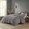 Madison Park Blair Ruched Faux Fur Comforter Set – Luxurious Bed Cover – Modern Down Alternative, All Season Bedding with Matching Shams, King/Cal King Ivory 3 Piece(Grey)