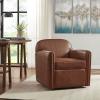 Madison Park Archer Faux Leather Swivel Accent Chair Cozy Swivel Chair for Living Room, 6″ Thick Removable Cushion, Classic Armchair Family Room Furniture Bedroom Chair Cognac, Brown, 30.5″ W