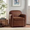 Madison Park Archer Faux Leather Swivel Accent Chair Cozy Swivel Chair for Living Room, 6″ Thick Removable Cushion, Classic Armchair Family Room Furniture Bedroom Chair Cognac, Brown, 30.5″ W