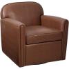 Madison Park Archer Faux Leather Swivel Accent Chair Cozy Swivel Chair for Living Room, 6″ Thick Removable Cushion, Classic Armchair Family Room Furniture Bedroom Chair Cognac, Brown, 30.5″ W