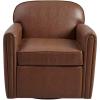 Madison Park Archer Faux Leather Swivel Accent Chair Cozy Swivel Chair for Living Room, 6″ Thick Removable Cushion, Classic Armchair Family Room Furniture Bedroom Chair Cognac, Brown, 30.5″ W