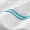Madison Park 6 Piece Bath Towel Set 600 GSM, 100% Cotton Terry, Highly Absorbent Quick Dry Bathroom Towels with Hotel Style Border, Soft Plush Bath Hand Washcloth Set, Beige(Aqua)
