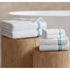 Madison Park 6 Piece Bath Towel Set 600 GSM, 100% Cotton Terry, Highly Absorbent Quick Dry Bathroom Towels with Hotel Style Border, Soft Plush Bath Hand Washcloth Set, Beige(Aqua)
