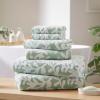 Madison Park Floral Decorative Towel Set of 6, Zero Twist Cotton Bath Towel Set with Botanical Leaf Pattern, Soft Absorbent Quick Dry Bathroom Towels, Bath Hand Washcloth Set, Grey(Sage Green)