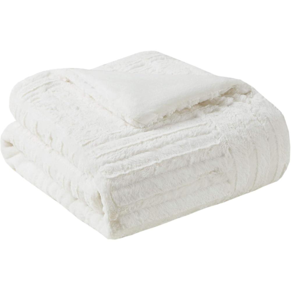 imageMadison Park Arctic Luxury Ultra Plush Down Alternative Throw 50x60 Geometric Premium Soft Cozy Long Fur Plush For Bed Couch or Sofa 50x60 IvoryIvory