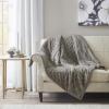 Madison Park Arctic Luxury Ultra Plush Down Alternative Throw 50×60 Geometric Premium Soft Cozy Long Fur Plush For Bed, Couch or Sofa, 50″x60″, Ivory(Gray)