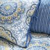Madison Park Daybed Cover Set-Double Sided Quilting Casual Design All Season Bedding with Bedskirt, Matching Shams, Decorative Pillow, 75″x39″, Medallion Blue 6 Piece