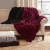 Madison Park Oversized Ruched Fur Luxury Throw Black 50×70 Premium Soft Cozy Ruched Fur For Bed, Couch or Sofa(Black)