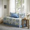 Madison Park Daybed Cover Set-Double Sided Quilting Casual Design All Season Bedding with Bedskirt, Matching Shams, Decorative Pillow, 75″x39″, Medallion Blue 6 Piece