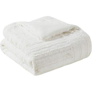 Madison Park Arctic Luxury Ultra Plush Down Alternative Throw 50×60 Geometric Premium Soft Cozy Long Fur Plush For Bed, Couch or Sofa, 50″x60″, Ivory(Ivory)