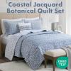 Madison Park Quilt Set Metelasse Reversible Coverlet Set Size, Soft Summer Quilt, All Season Lightweight Botannical Bedding King Shams, Harmony, King/Cal King, Blue 3 Piece(Blue)