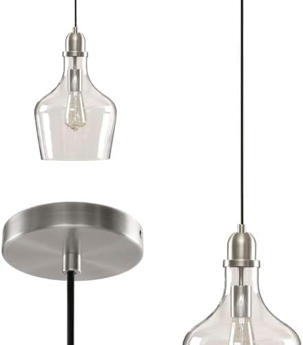 imageINKIVY Auburn Pendant Lighting for Dining Room Industrial Kitchen Lights Handblown Glass Bell Shaped Pendant Light for Kitchen Island Foyer Bedroom 9 Dia x 955 H GoldClearSilverClear