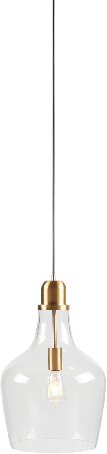 imageINKIVY Auburn Pendant Lighting for Dining Room Industrial Kitchen Lights Handblown Glass Bell Shaped Pendant Light for Kitchen Island Foyer Bedroom 9 Dia x 955 H GoldClearGoldClear