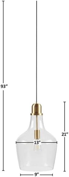 imageINKIVY Auburn Pendant Lighting for Dining Room Industrial Kitchen Lights Handblown Glass Bell Shaped Pendant Light for Kitchen Island Foyer Bedroom 9 Dia x 955 H GoldClearGoldClear