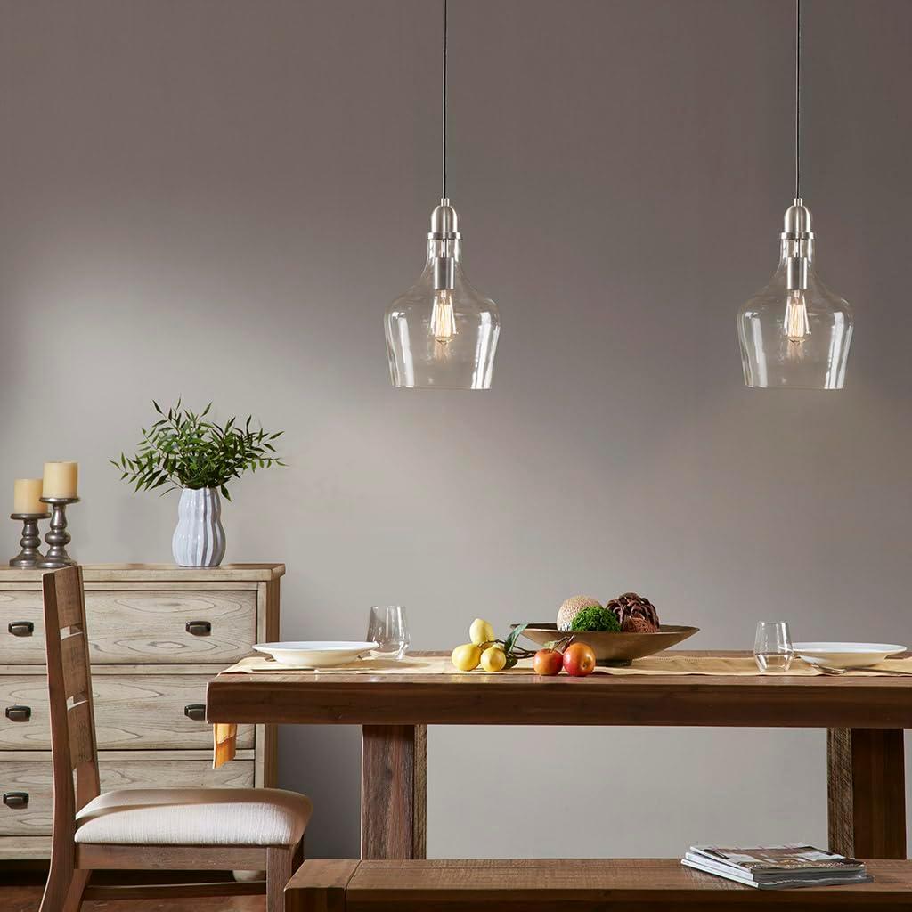 imageINKIVY Auburn Pendant Lighting for Dining Room Industrial Kitchen Lights Handblown Glass Bell Shaped Pendant Light for Kitchen Island Foyer Bedroom 9 Dia x 955 H GoldClearSilverClear