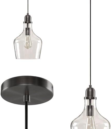 imageINKIVY Auburn Pendant Lighting for Dining Room Industrial Kitchen Lights Handblown Glass Bell Shaped Pendant Light for Kitchen Island Foyer Bedroom 9 Dia x 955 H GoldClearBronzeClear