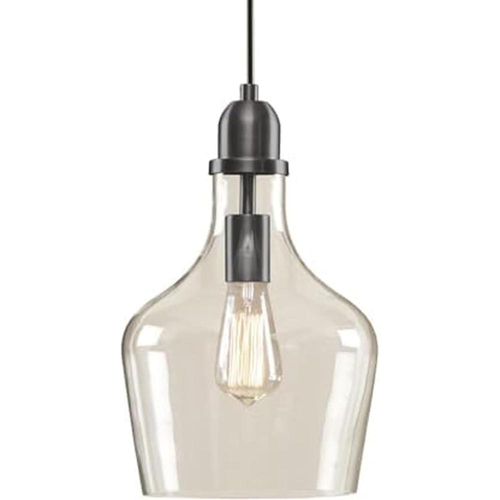imageINKIVY Auburn Pendant Lighting for Dining Room Industrial Kitchen Lights Handblown Glass Bell Shaped Pendant Light for Kitchen Island Foyer Bedroom 9 Dia x 955 H GoldClearBronzeClear