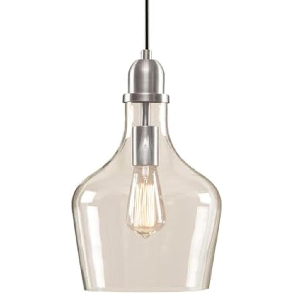 imageINKIVY Auburn Pendant Lighting for Dining Room Industrial Kitchen Lights Handblown Glass Bell Shaped Pendant Light for Kitchen Island Foyer Bedroom 9 Dia x 955 H GoldClearSilverClear