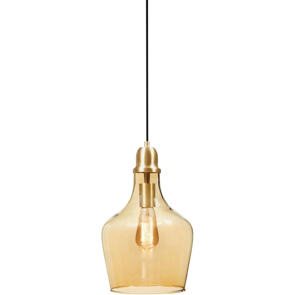 imageINKIVY Auburn Pendant Lighting for Dining Room Industrial Kitchen Lights Handblown Glass Bell Shaped Pendant Light for Kitchen Island Foyer Bedroom 9 Dia x 955 H GoldClearGoldAmber