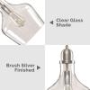INK+IVY Auburn Pendant Lighting for Dining Room, Industrial Kitchen Lights, Hand-blown Glass Bell Shaped Pendant Light for Kitchen Island, Foyer, Bedroom, 9″ Dia x 95.5″ H, Gold/Clear(Silver/Clear)