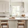 INK+IVY Auburn Pendant Lighting for Dining Room, Industrial Kitchen Lights, Hand-blown Glass Bell Shaped Pendant Light for Kitchen Island, Foyer, Bedroom, 9″ Dia x 95.5″ H, Gold/Clear(Silver/Clear)
