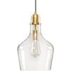INK+IVY Auburn Pendant Lighting for Dining Room, Industrial Kitchen Lights, Hand-blown Glass Bell Shaped Pendant Light for Kitchen Island, Foyer, Bedroom, 9″ Dia x 95.5″ H, Gold/Clear(Gold/Clear)