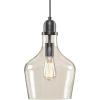 INK+IVY Auburn Pendant Lighting for Dining Room, Industrial Kitchen Lights, Hand-blown Glass Bell Shaped Pendant Light for Kitchen Island, Foyer, Bedroom, 9″ Dia x 95.5″ H, Gold/Clear(Bronze/Clear)