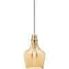 INK+IVY Auburn Pendant Lighting for Dining Room, Industrial Kitchen Lights, Hand-blown Glass Bell Shaped Pendant Light for Kitchen Island, Foyer, Bedroom, 9″ Dia x 95.5″ H, Gold/Clear(Gold/Amber)