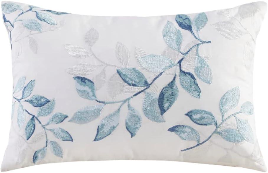 imageMadison Park Essentials Cozy Bed In A Bag Comforter with Complete Cotton Sheet Set Trendy Floral Design All Season Cover Decorative Pillow Full78x86 Leaf Purple 9 PieceSofia Blue