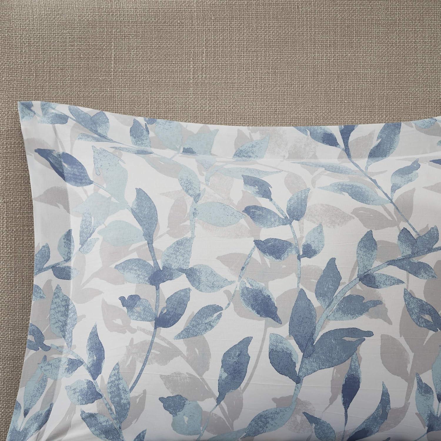 imageMadison Park Essentials Cozy Bed In A Bag Comforter with Complete Cotton Sheet Set Trendy Floral Design All Season Cover Decorative Pillow Full78x86 Leaf Purple 9 PieceSofia Blue