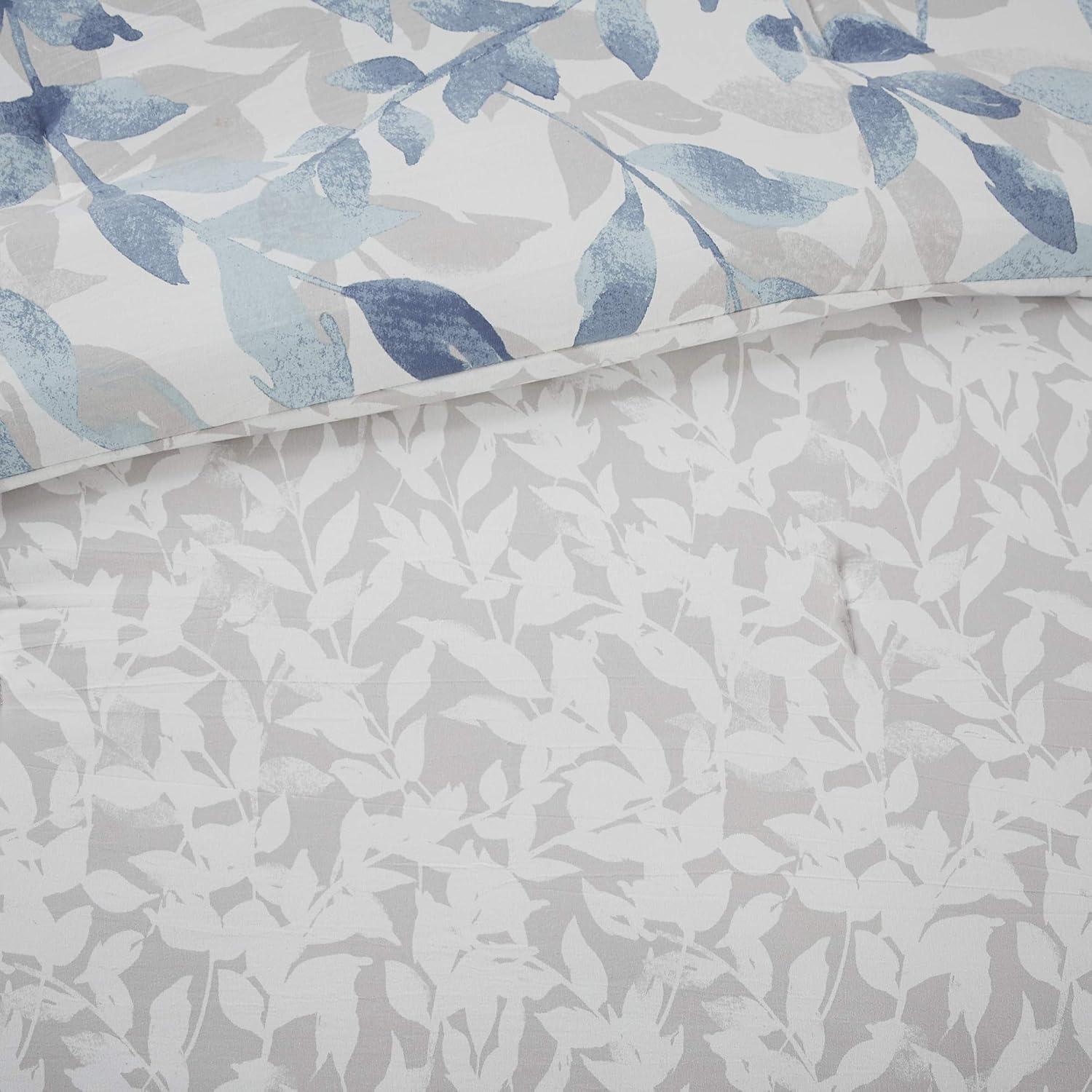 imageMadison Park Essentials Cozy Bed In A Bag Comforter with Complete Cotton Sheet Set Trendy Floral Design All Season Cover Decorative Pillow Full78x86 Leaf Purple 9 PieceSofia Blue