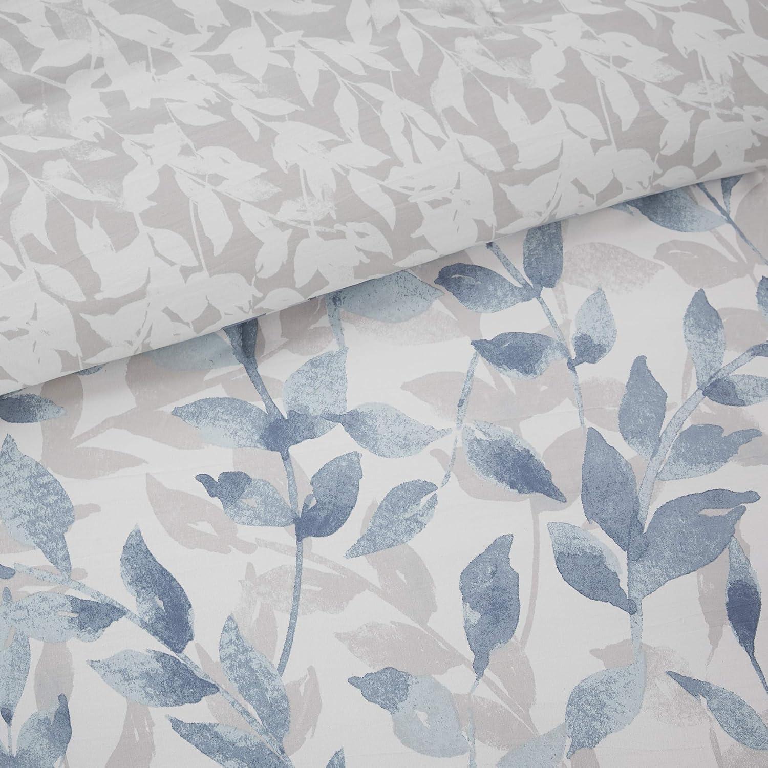 imageMadison Park Essentials Cozy Bed In A Bag Comforter with Complete Cotton Sheet Set Trendy Floral Design All Season Cover Decorative Pillow Full78x86 Leaf Purple 9 PieceSofia Blue