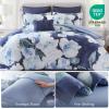 Madison Park 7-Piece Comforter Set, Floral Print, Breathable & Smooth Cotton Sateen Bedding with Euro Shams, Queen, Blue(Blue)