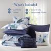 Madison Park 7-Piece Comforter Set, Floral Print, Breathable & Smooth Cotton Sateen Bedding with Euro Shams, Queen, Blue(Blue)