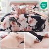 Madison Park 7-Piece Comforter Set, Floral Print, Breathable & Smooth Cotton Sateen Bedding with Euro Shams, Queen, Blue(Blush)