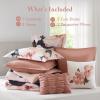 Madison Park 7-Piece Comforter Set, Floral Print, Breathable & Smooth Cotton Sateen Bedding with Euro Shams, Queen, Blue(Blush)