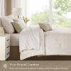 Madison Park 7-Piece Velvet Comforter Set, Jacquard Bedding Sets for All Season, Includes Comforter, Bed Skirt, Pillow Shams and Decorative Pillow, Queen/King/Cal King, Nocturne, Grey | All Season(Champagne)