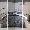 Madison Park Essentials Cozy Bed In A Bag Comforter with Complete Cotton Sheet Set – Trendy Floral Design All Season Cover, Decorative Pillow, Full(78″x86″), Leaf Purple 9 Piece(Lilia  White/Charcoal)