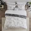 Madison Park Essentials Cozy Bed In A Bag Comforter with Complete Cotton Sheet Set – Trendy Floral Design All Season Cover, Decorative Pillow, Full(78″x86″), Leaf Purple 9 Piece(Lilia  White/Charcoal)
