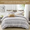 Madison Park Queen Comforter Cotton Rich, Chenille Jacquard Stripes, Oversized Comforters Queen Size Bed, All Season Poly Filled Queen Size Comforter, Oasis, Full/Queen, Charcoal 8 Piece(Charcoal)