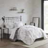 Madison Park Essentials Cozy Bed In A Bag Comforter with Complete Cotton Sheet Set – Trendy Floral Design All Season Cover, Decorative Pillow, Full(78″x86″), Leaf Purple 9 Piece(Lilia  White/Charcoal)